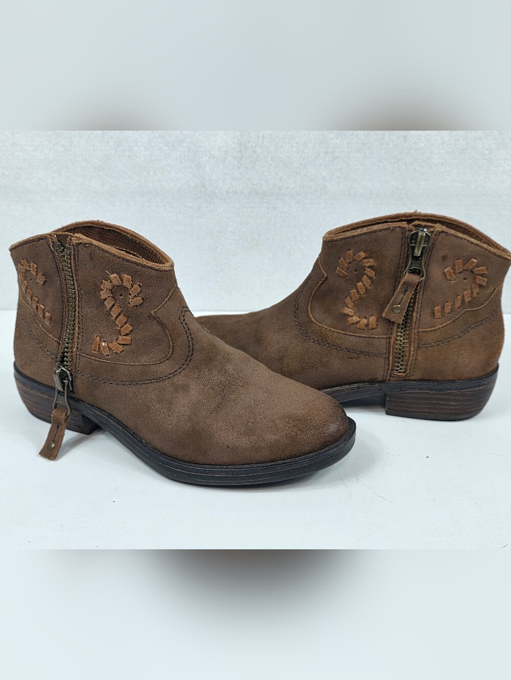 OTBT Brown Western Ankle Boots Side Zip Booties Womens See Measurements For Size